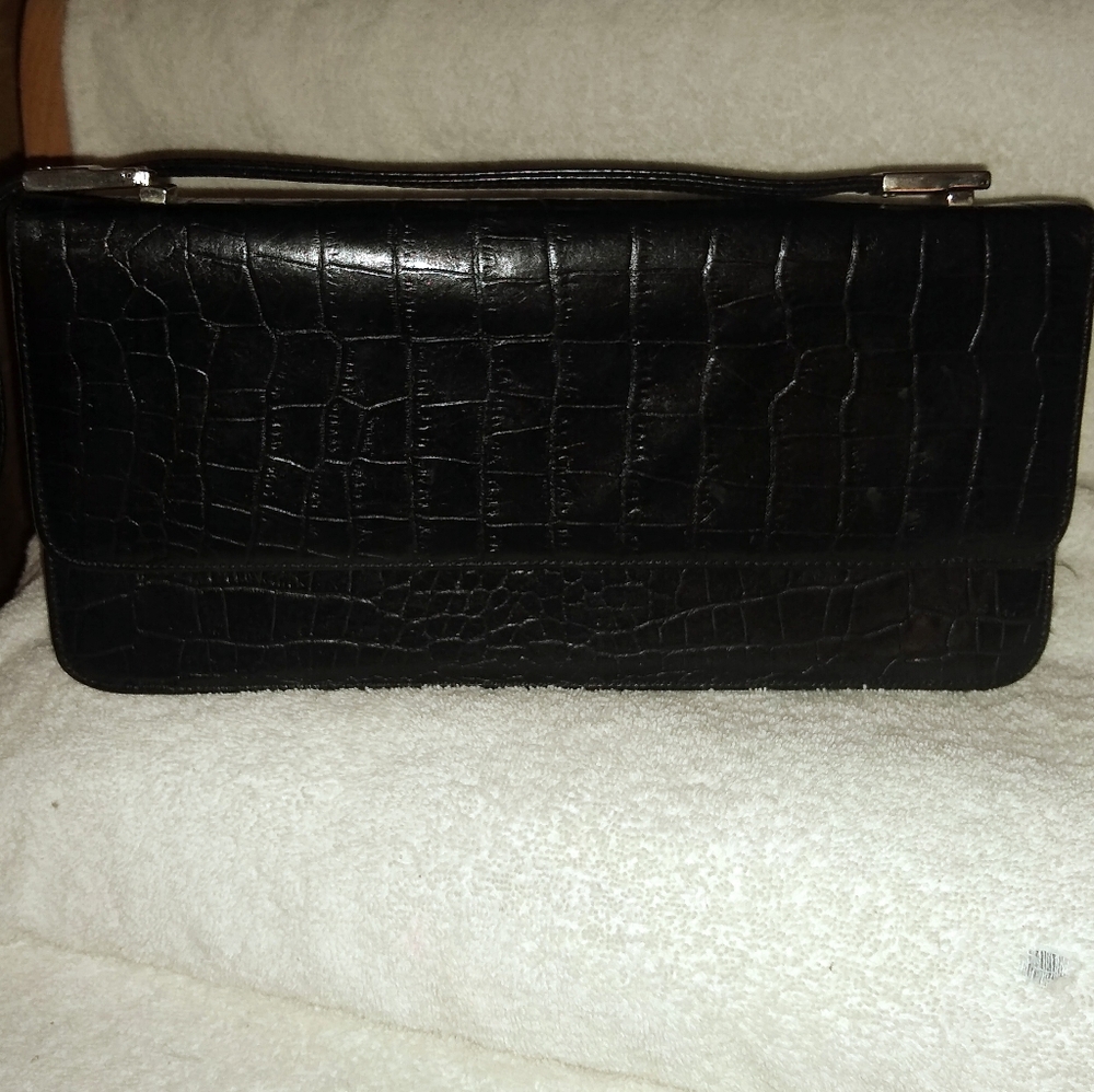 Focus Paris black croc embossed leather bag.